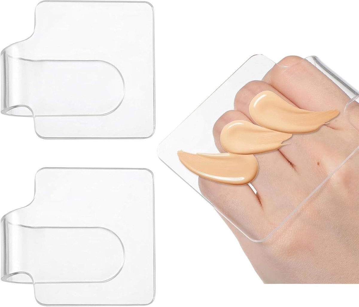 Professionele Handheld Make-up Mengpaletten van Duidelijk Acryl voor Foundation, Cosmetica en Nagelkunst - Set van 2 Stuks