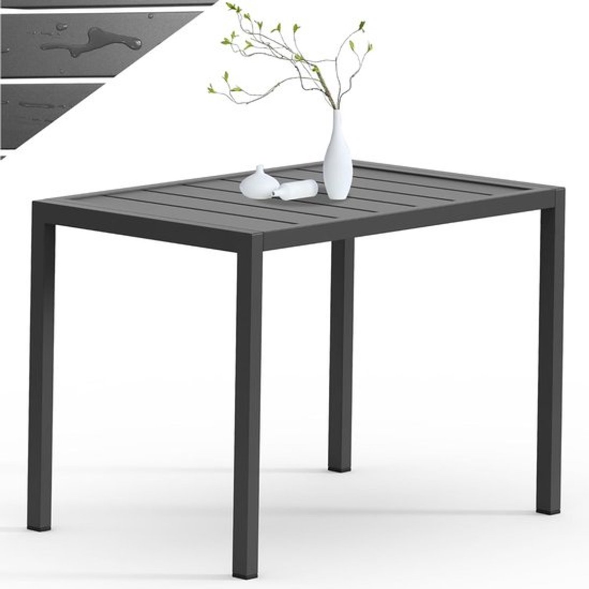 Tuin bijzettafel - Balkon tafel - Buitenmeubilair - Weerbestendig aluminium - 46 x 35 cm - Antraciet