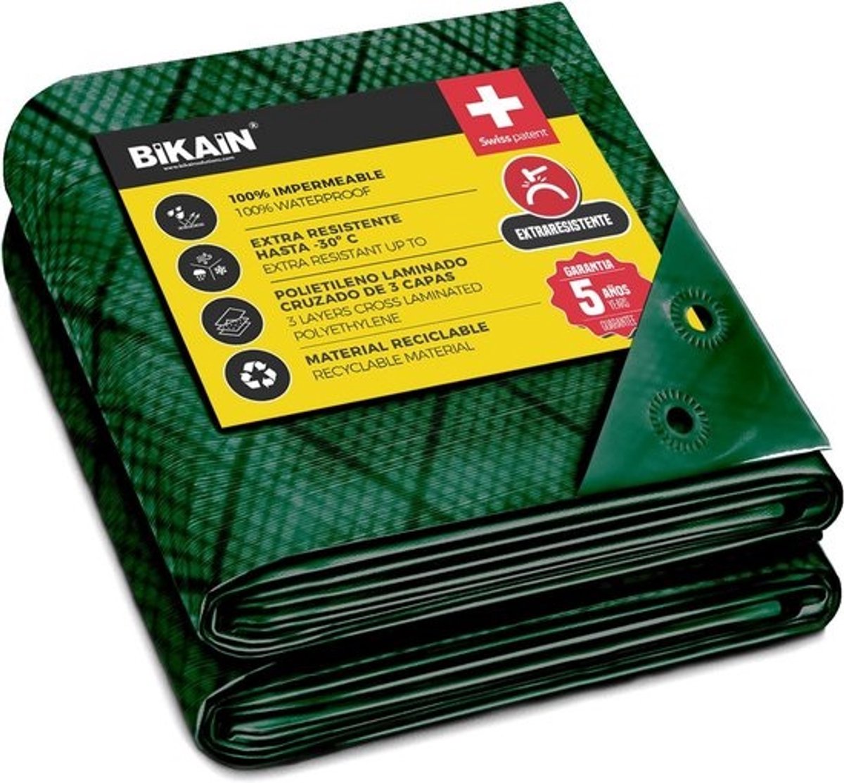 Waterdicht Afdekzeil 4x6m – 3-Laags Kruislaminaat PE 120 g/m² – Elektrogelaste Versterkingen – Voor Tuin, Zwembad & Hout