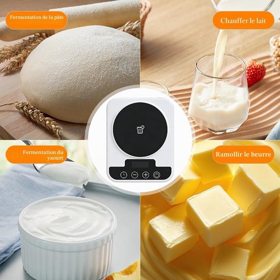 Verwarmingsmat voor zuurdesemstarter - Digitaal display - Timer van 1–12 uur - Warmhoudplaat - Nauwkeurige temperatuurregeling 21–38°C - Geschikt voor brooddeeg‑fermentatie en thuisbakken - ABS - Wit - Fermentatieverwarmer - Thermostaat — afbeelding 3