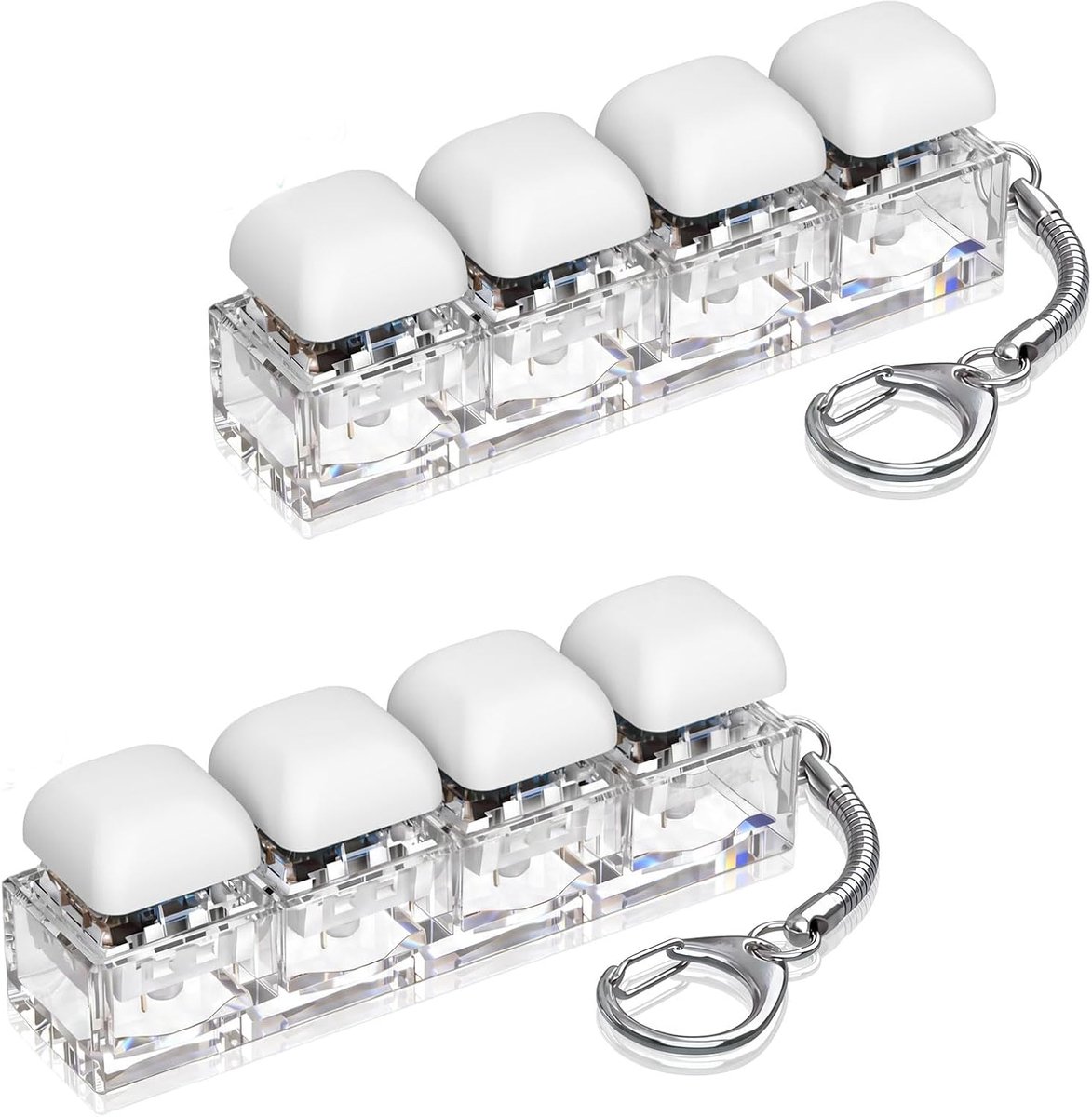 2 stuks Fidget Toetsenbord Toys, mini-toetsenbord met 4 toetsen, Toetsenbord fidgetspeelgoed, grappige fidget-sleutelhanger, fidget-speeltjes voor volwassenen en kinderen