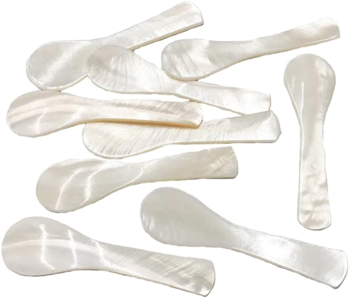 Kaviaarlepels, set natuurlijke parelmoerlepel, eierlepel, wit, ronde uiteinden, zoutlepel, moeder van parellepel, koffielepel voor het serveren van kaviaar