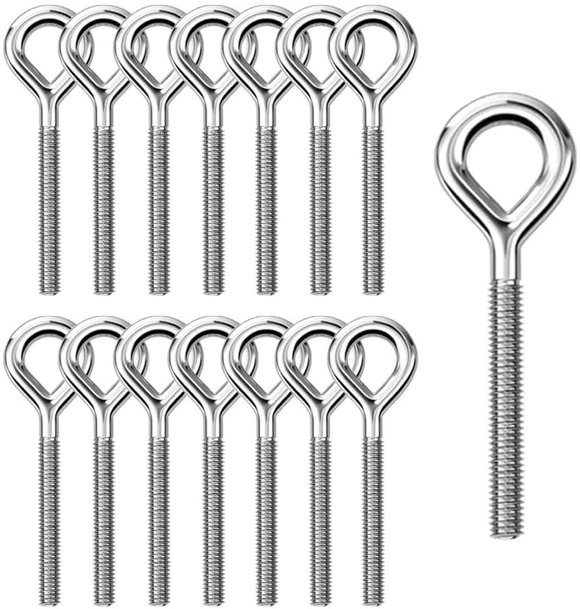 15 stuks ringbout M6 x 73 mm oogschroef roestvrij staal 304 oogbout ooghaak met schroefdraad voor het bevestigen en ophangen