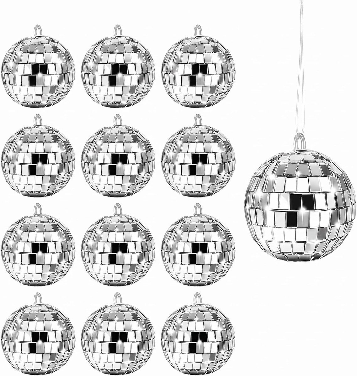 Spiegelbal, 12 stuks, discoballen, diameter 2 cm