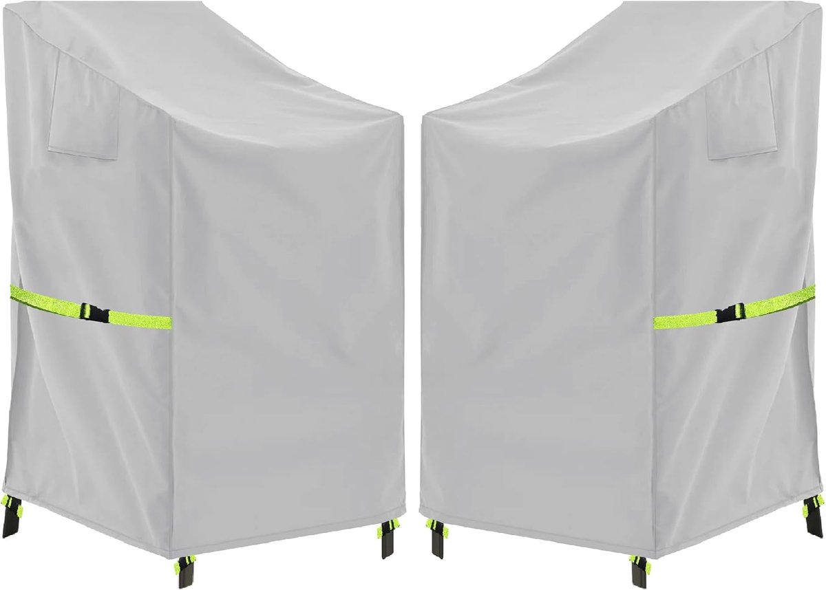 Waterdicht, stapelstoelafdekking, winterbestendig, 600D Oxford-weefsel, winddicht, anti-UV, beschermhoes voor tuinstoel, stapelstoel met ventilatieopeningen, 71 x 91 x 80/120 cm