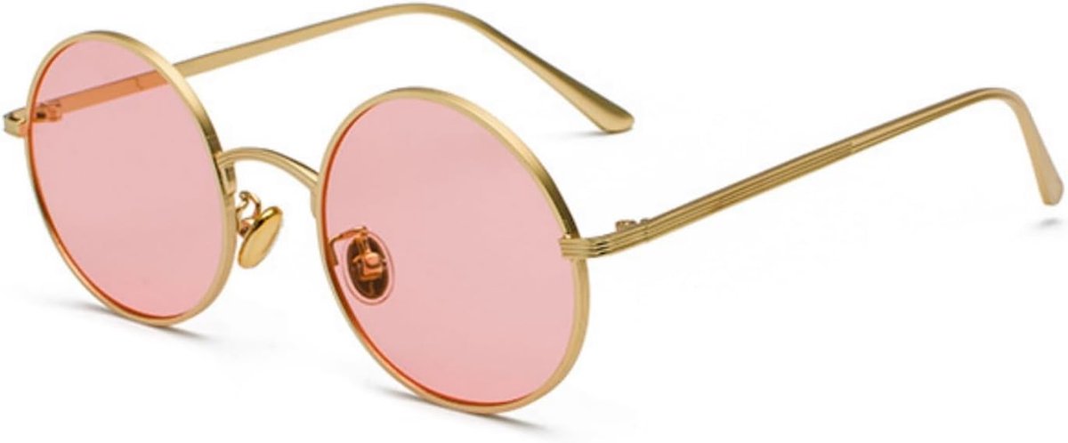 Ronde zonnebril dames heren vintage hippie goud