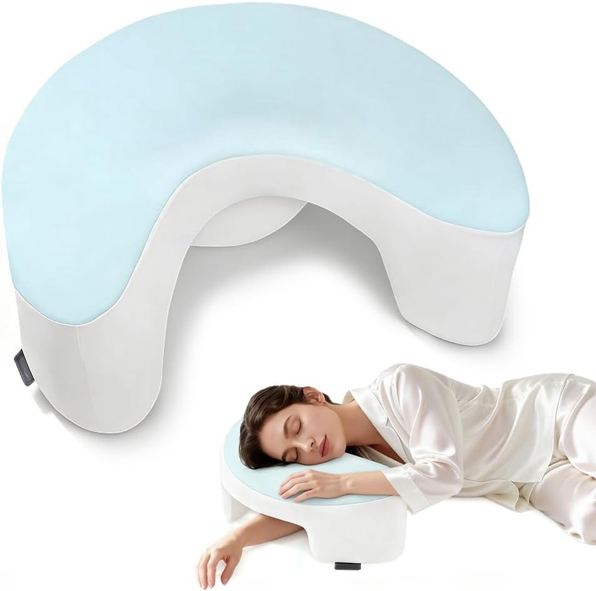 Zijslaapkussen met armsgat, nekkussen en hoofdkussen voor zijslapers, orthopedisch neksteunkussen van memory foam voor nek & schouder, voor rugslapers en buikslapers