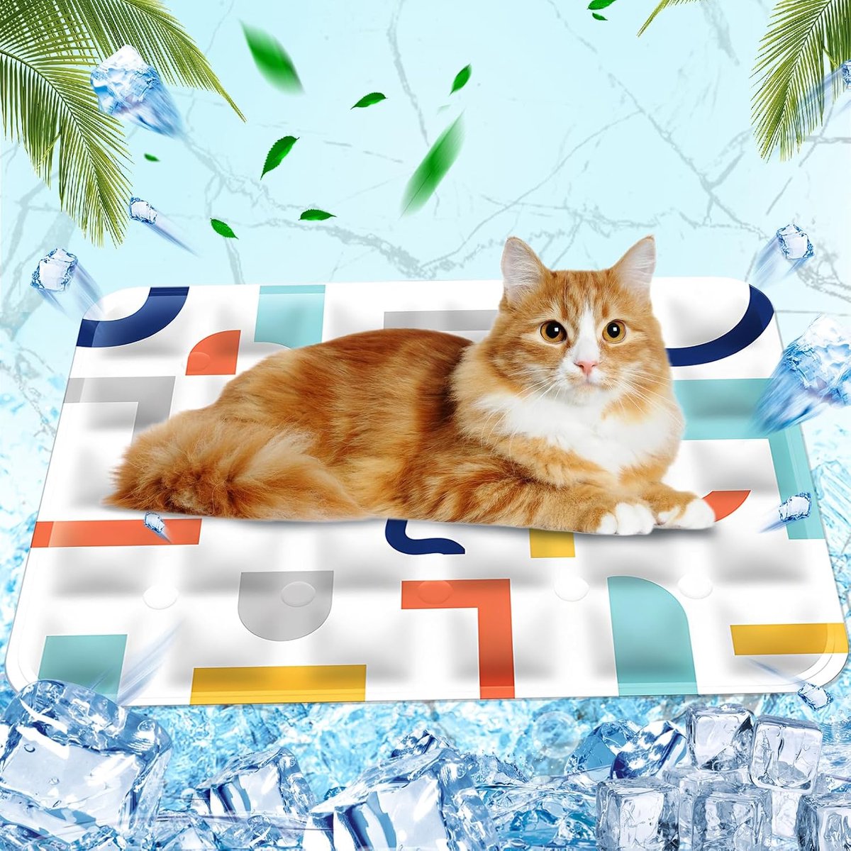 Hondenmat en kattenmat, met water gevulde koelmat, koelmat, kussen hondenkoelkussen, 40 x 50 cm, M, wit