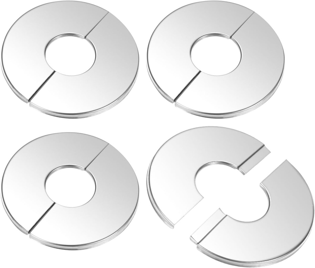 4-Pack Muur Split Flens, voor 0,9 Inch/22mm OD Pijp 304 RVS Rozet Plaat Ronde Zelfklevende Sanitair Cover Platen voor Waterpijp/Kraan