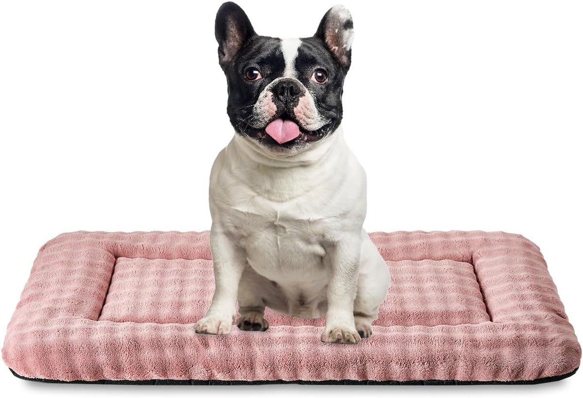 Huisdierbedmat voor katten en kleine honden, wasbare zachte hondenmat met 3D-bubbelpatroon, stofroze, 76,2 x 48,3 cm