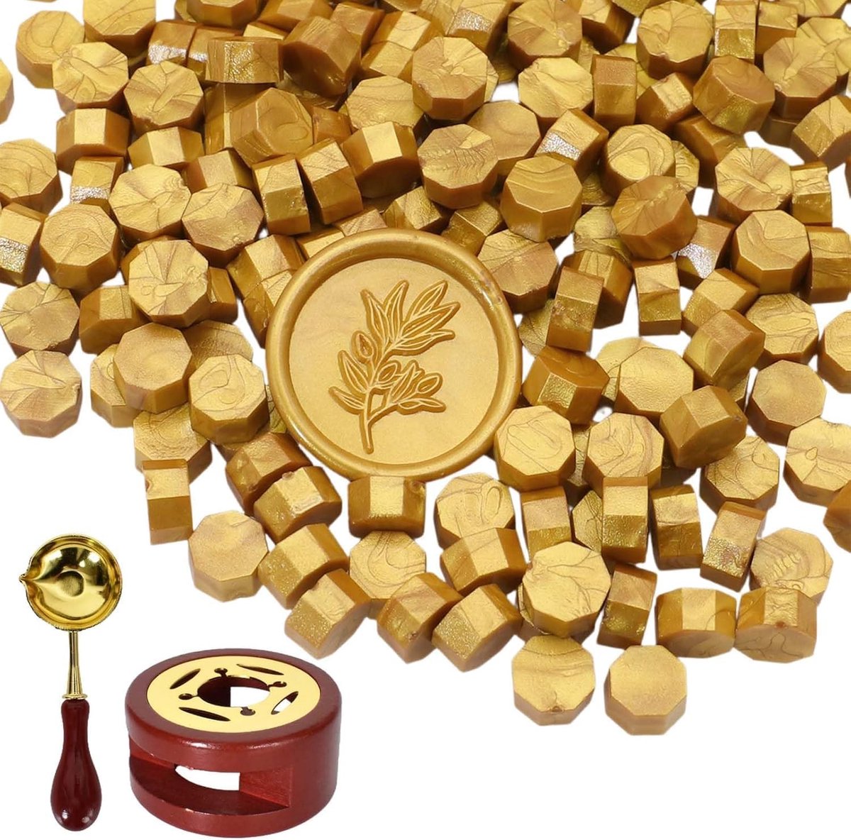 Set met zegelwasparels, goud, 300 stuks waskralen voor zegel