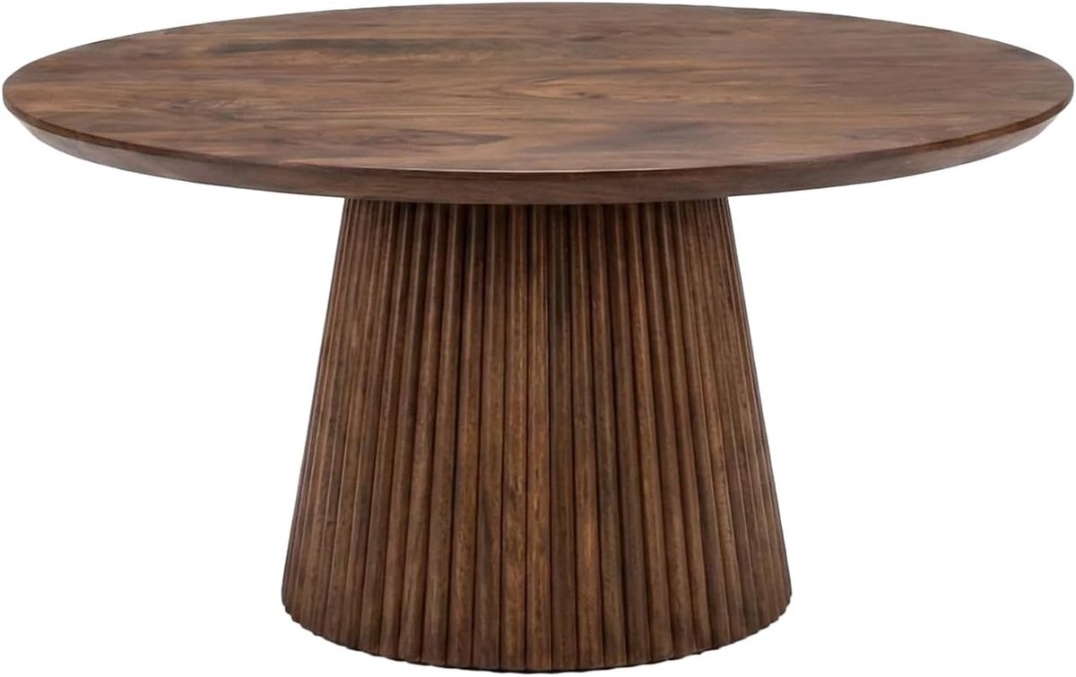 Japandi rond walnoot mangohout 80cm Kimi bijzettafel Japanse stijl
