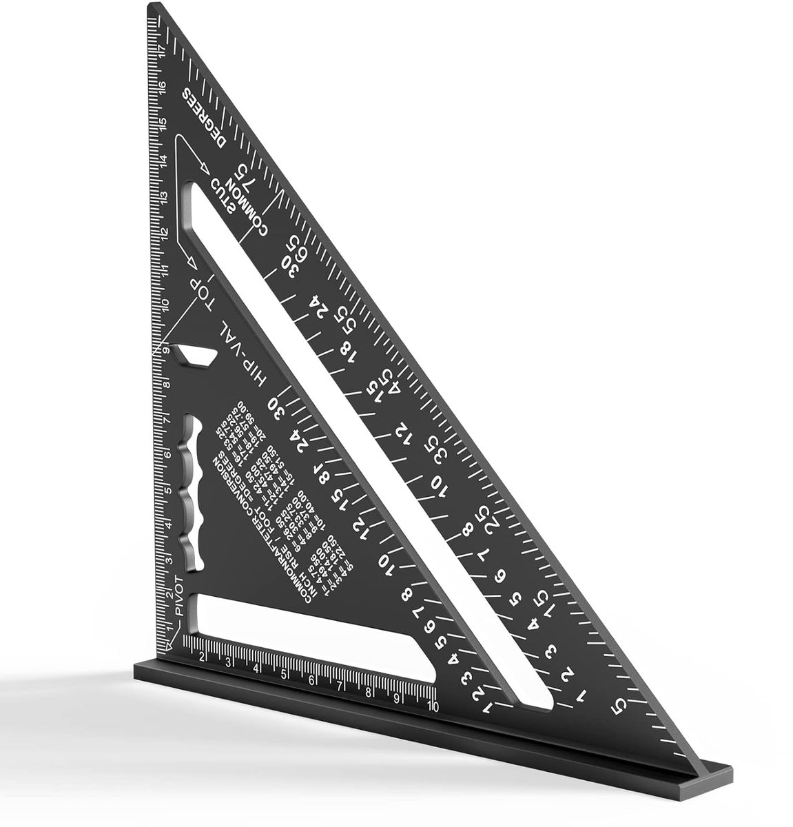 180 mm timmermanshoek, aluminium liniaal, driehoekige timmerhoek 45 90 graden verdikt, hoge precisie meetgereedschap, voor timmerman, dakdekker, ingenieur (zwart)