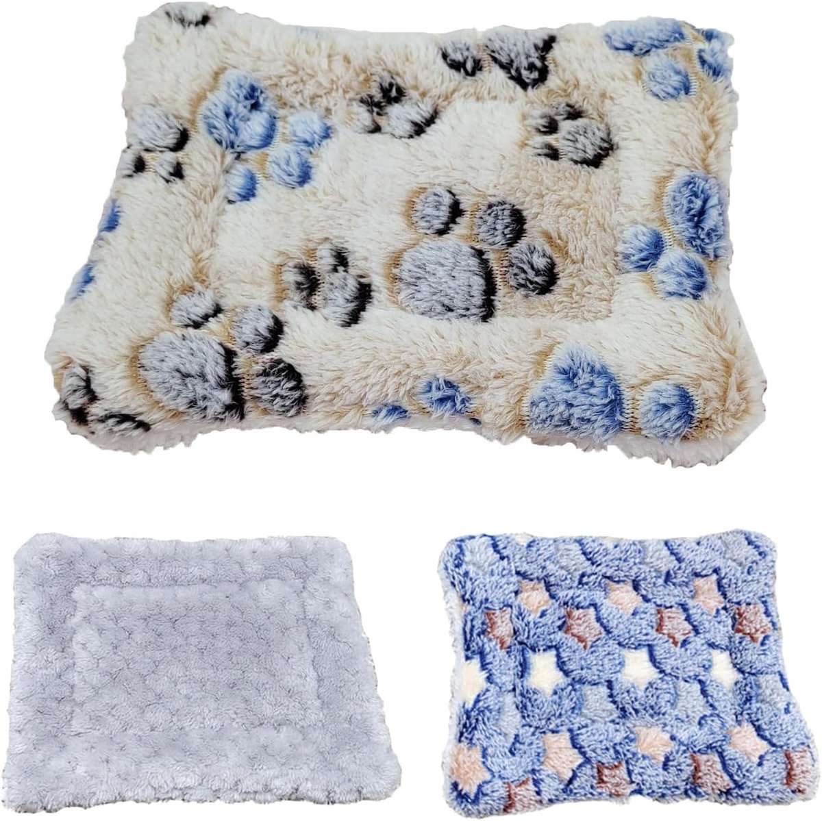 3 stuks pluche bed voor kleine dieren, warm bed voor cavia's, warme deken voor cavia's, huisjes, 26 x 33 cm, 15 x 20 cm, voor hamsters, konijnen, chinchilla (type B)