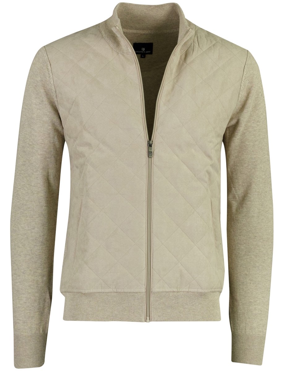CASAMODA Vest Zip Hybrid Gewatteerd Taupe - Maat 3XL - Heren