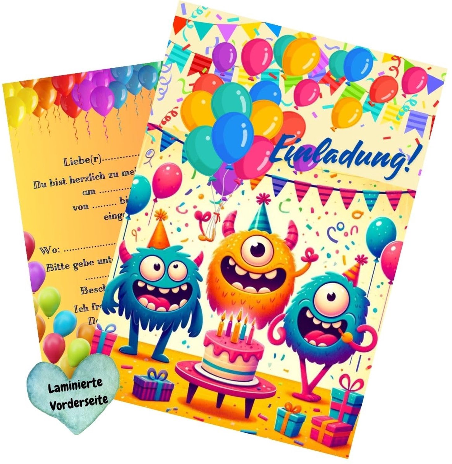 Uitnodigingskaarten voor Verjaardag - Set van 10 - Multikleur