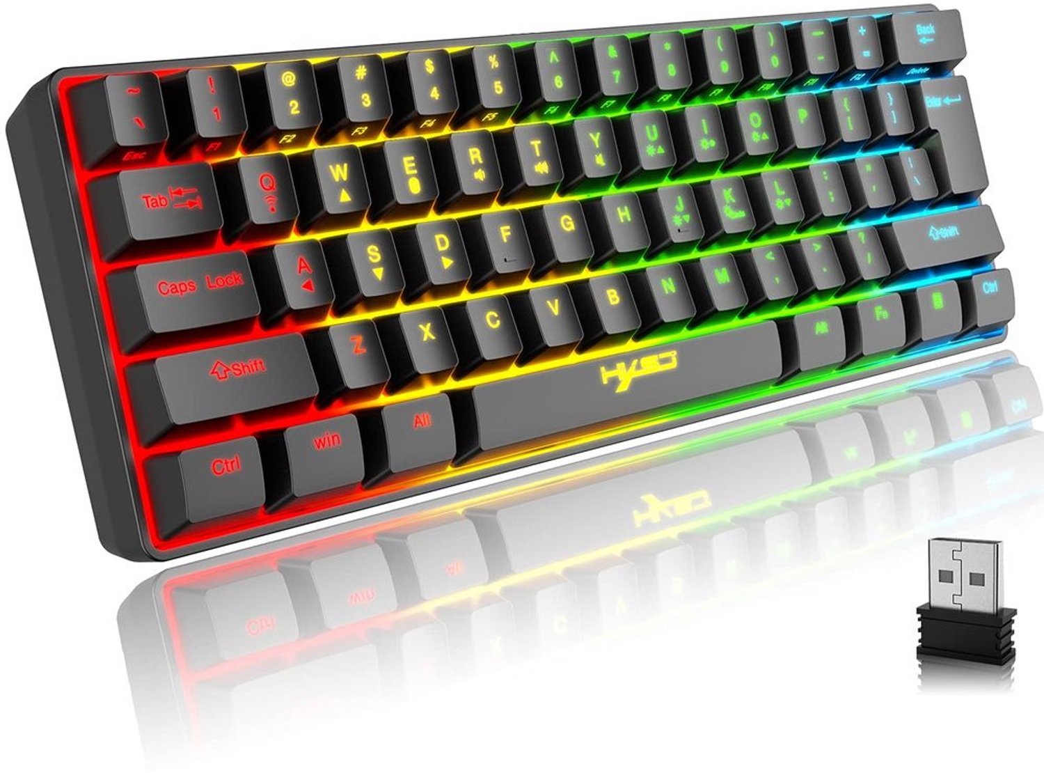 Draadloos Gaming Keyboard met RGB Verlichting en 61 Toetsen
