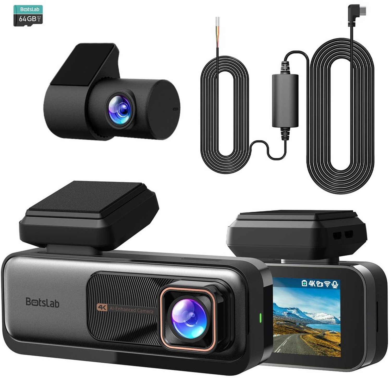 Dashcam voor Voor- en Achterzijde met GPS en Wifi