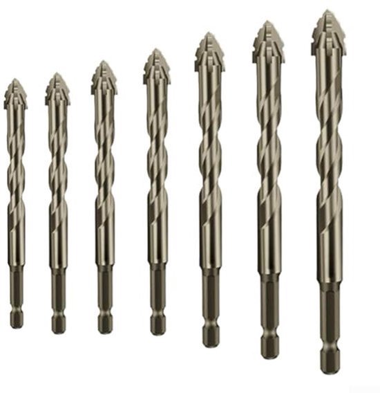 7 Stuk Excentrische Boorbit Set voor Glastegel en Harde Materialen Efficiënt Ponsen en Boren — afbeelding 5