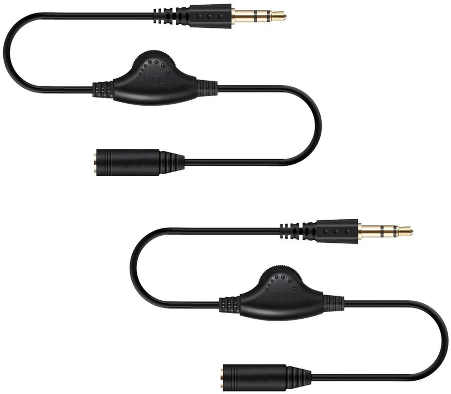 2 Stuks 3.5mm Stereo Audio Extensionkabels met Volume Controle