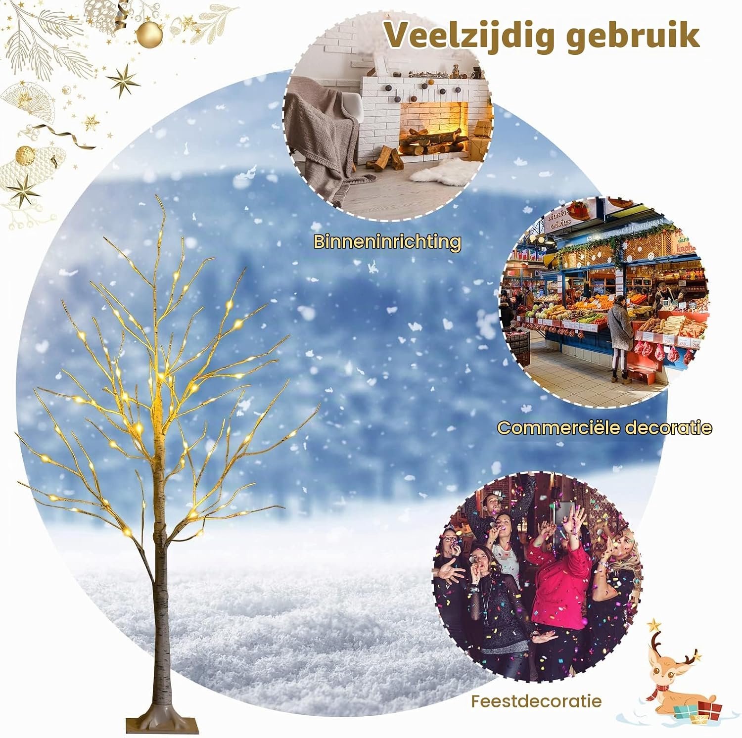 KOMFOTTEU 120 cm led-boom voor binnen - lichtboom voor Kerstmis - met 48 warmwitte ledverlichting - kunstkerstboom kerstdecoratie voor thuis, feest en verjaardag – foto 7