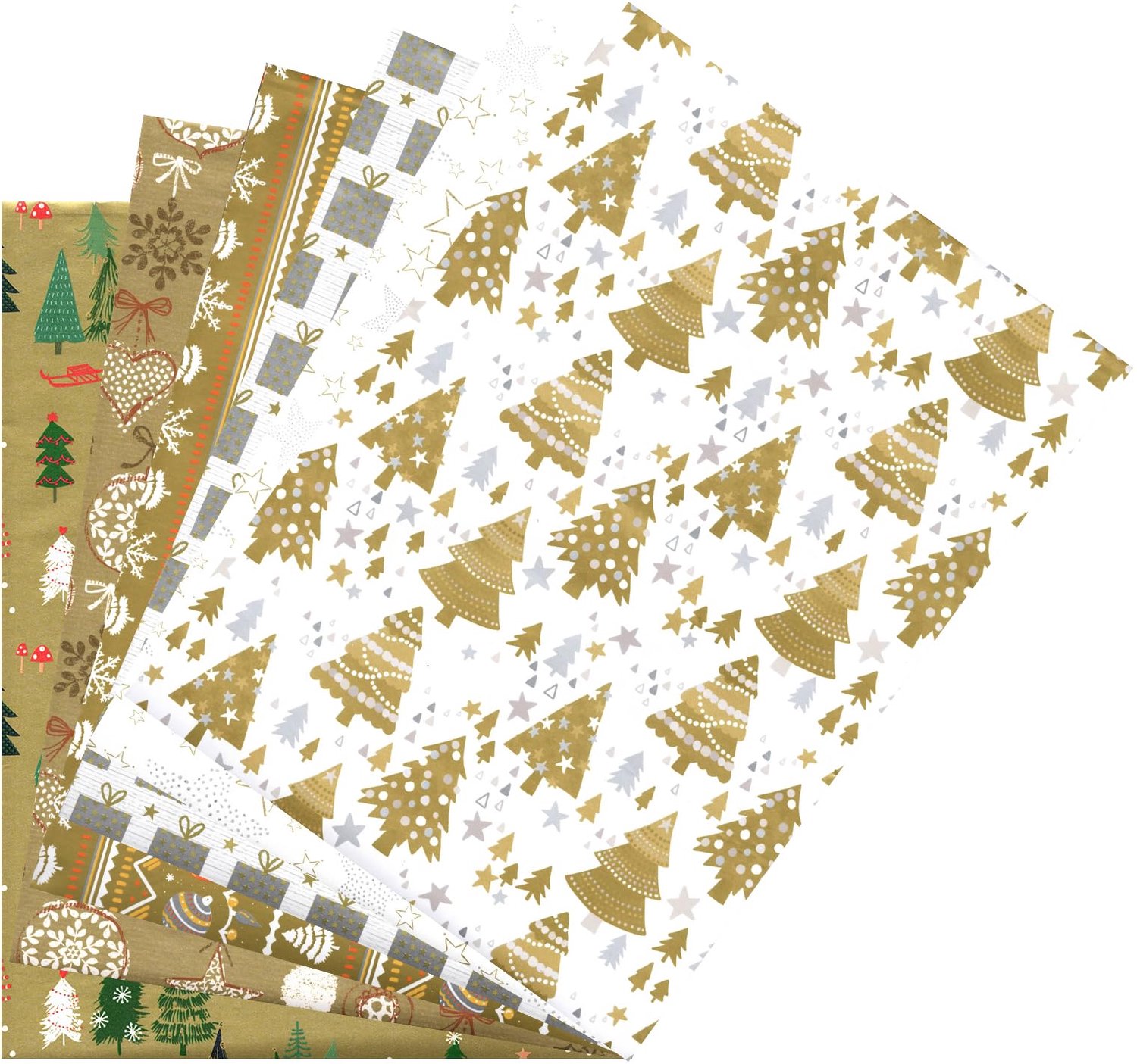 Kerstcadeaupapier - 6 Vellen van 90 x 65 cm, FSC-Papier
