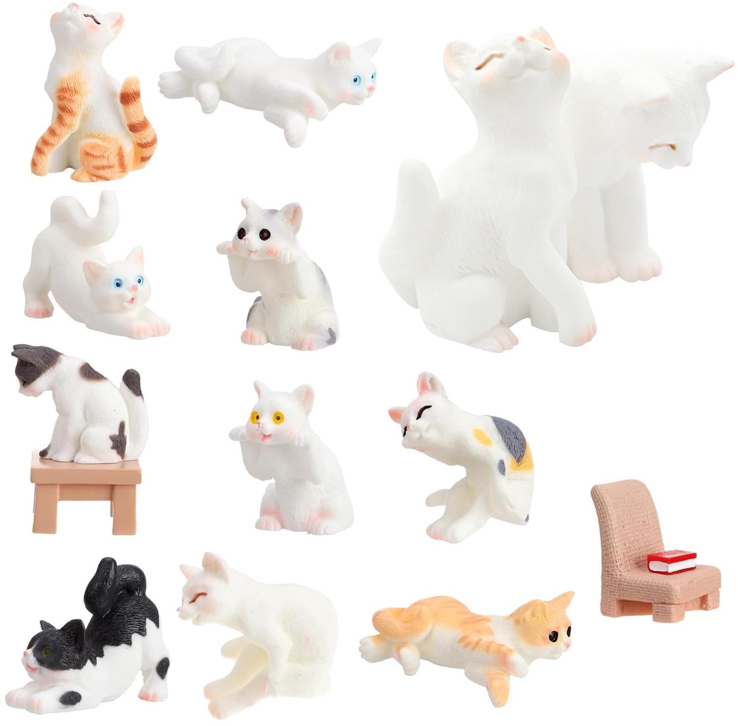 Mini Realistische Kat Figuren Set voor Decoratie