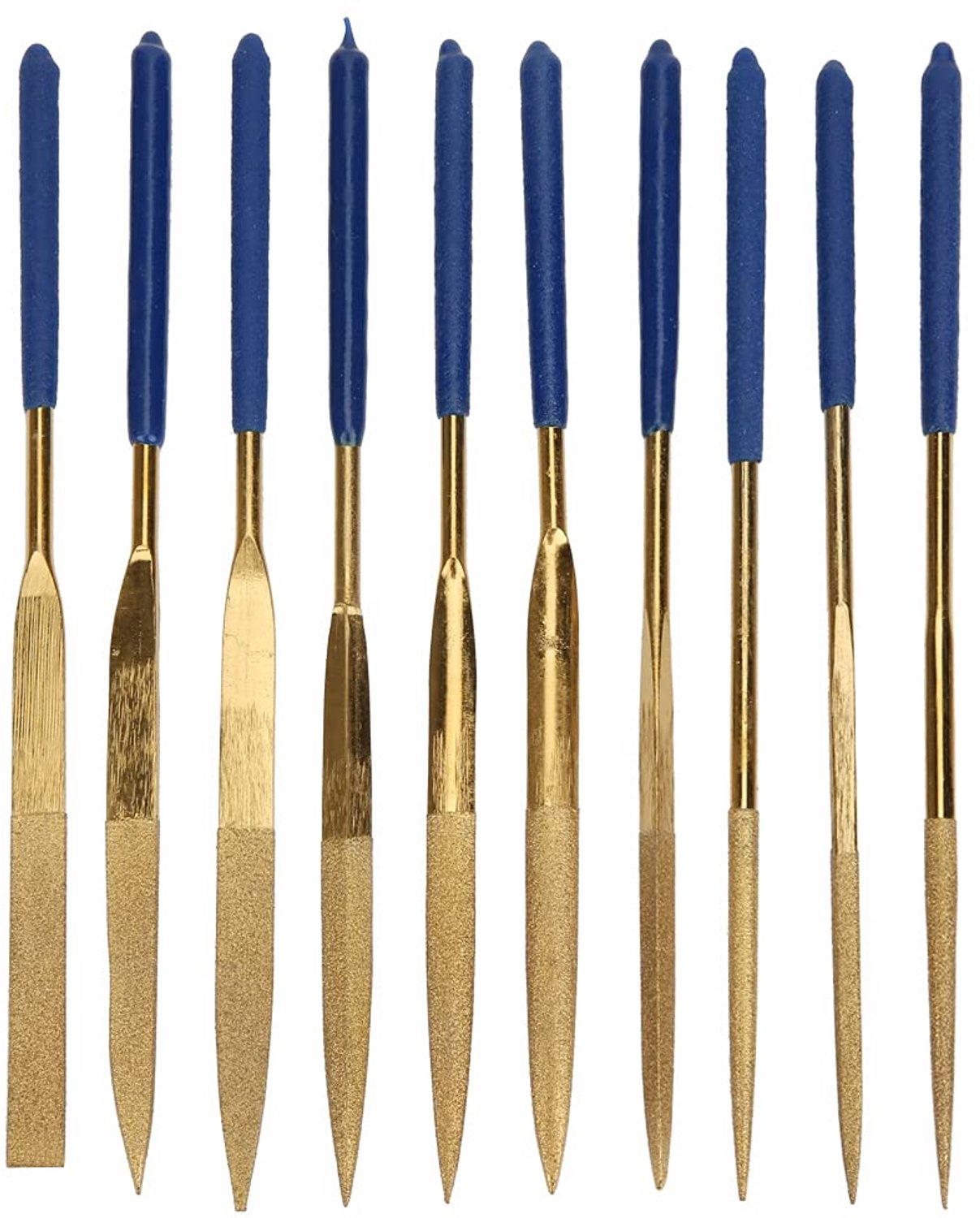 Diamanten Vijl Set - 10 Stuks - Geplateerd Staal - Middelste Tandvijldikte - 160 mm Lengte - Handvatten - Gloednieuw - Vijlset