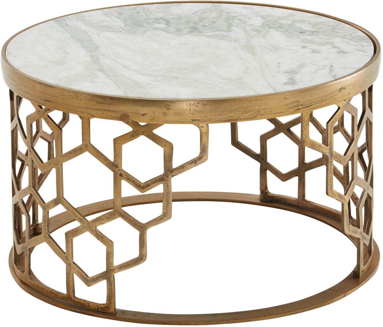 Cosmo Casa Salontafel - Marmer - Aluminium onderstel - 60 x 60 x 36 cm Wit / Goud