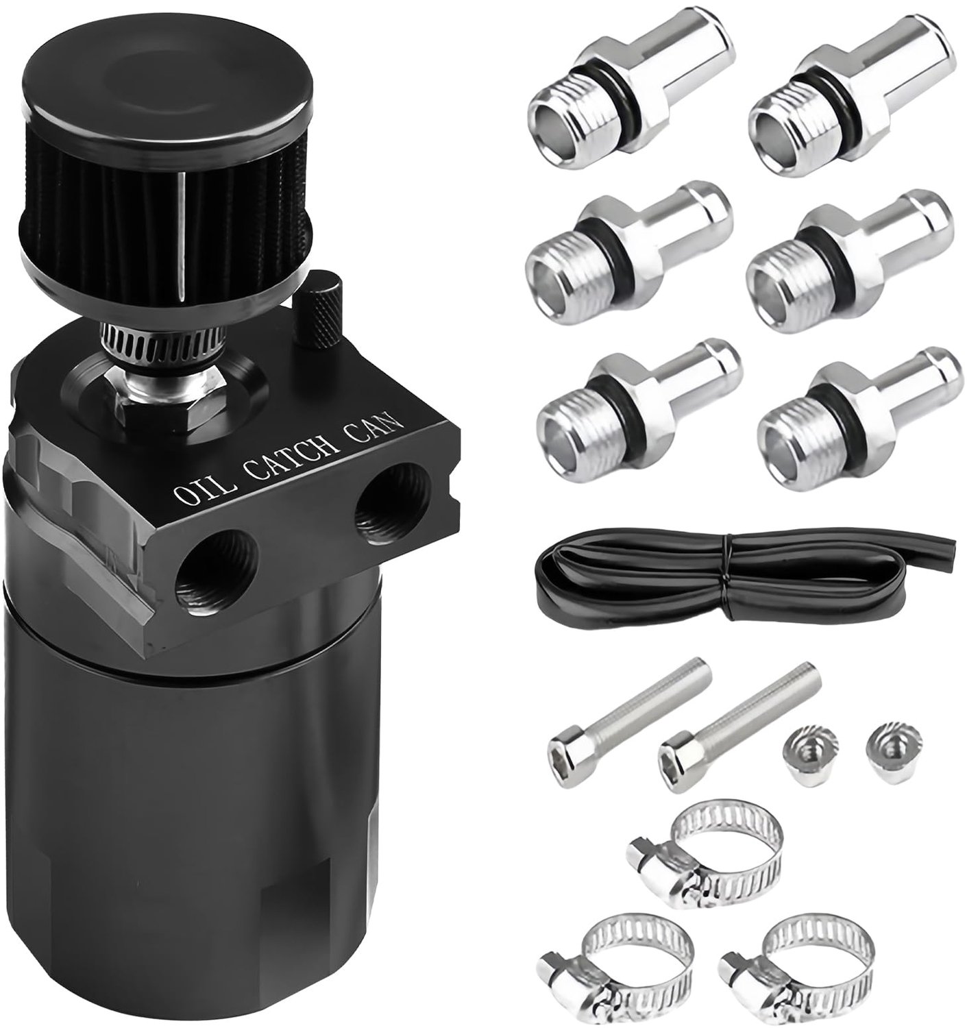 Olieopvangbak met luchtfilter - Aluminium Olieopvangbak - Oliereservoir met Accessoires - 300 ml Inhoud - 3/8 Inch Brandstoflijn - Lichtgewicht 0,8 kg
