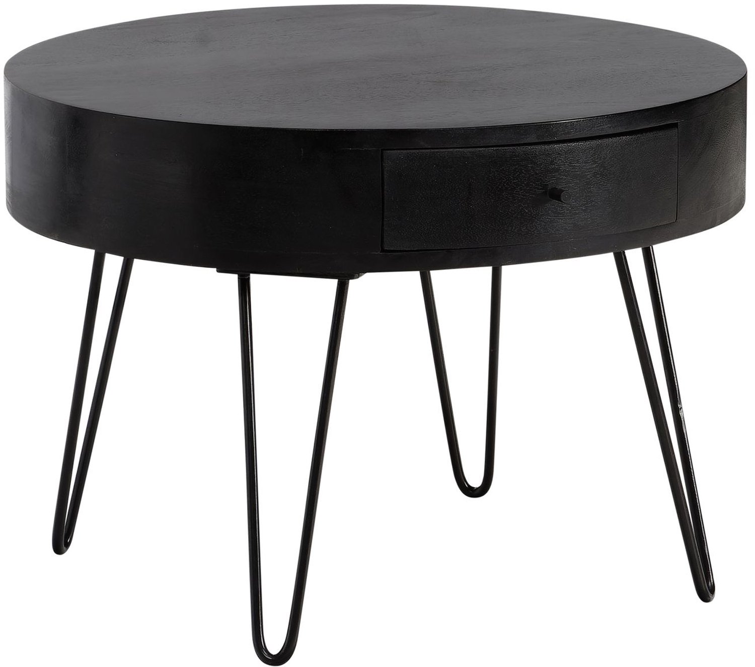 Cosmo Casa Salontafel - Massief mangohout - Zwart - IJzeren onderstel - 60 x 60 x 43 cm