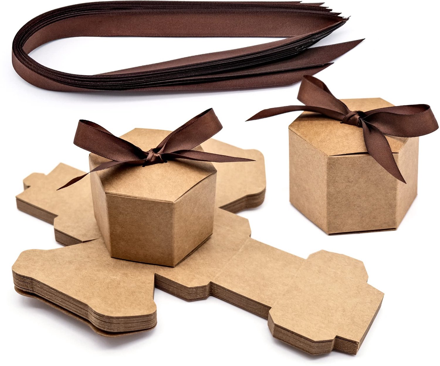 Set van 25 Bruine Kraft Geschenkdozen met Lint