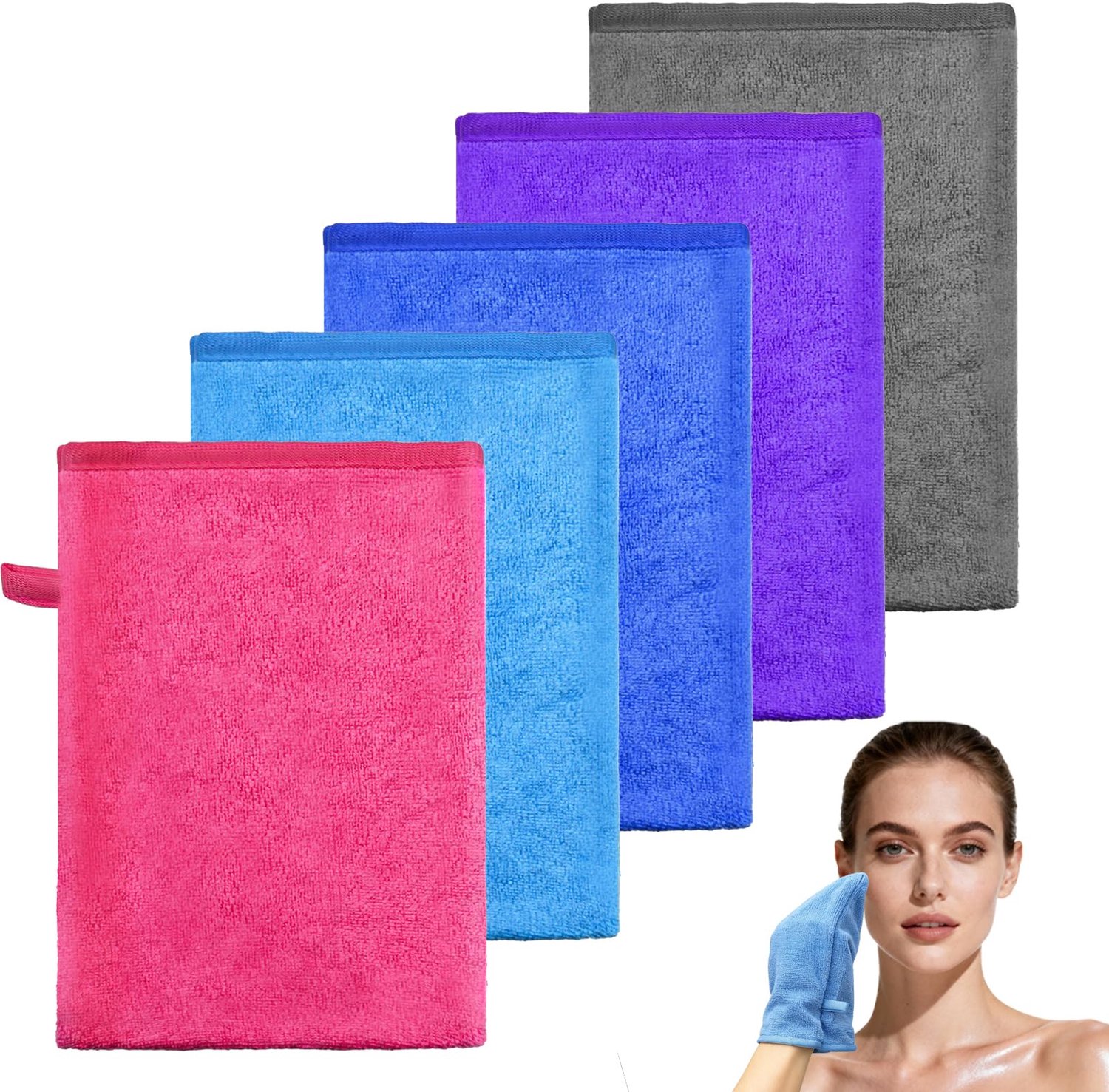 5-Delige Set Microvezel Washandjes voor Gezicht en Lichaam