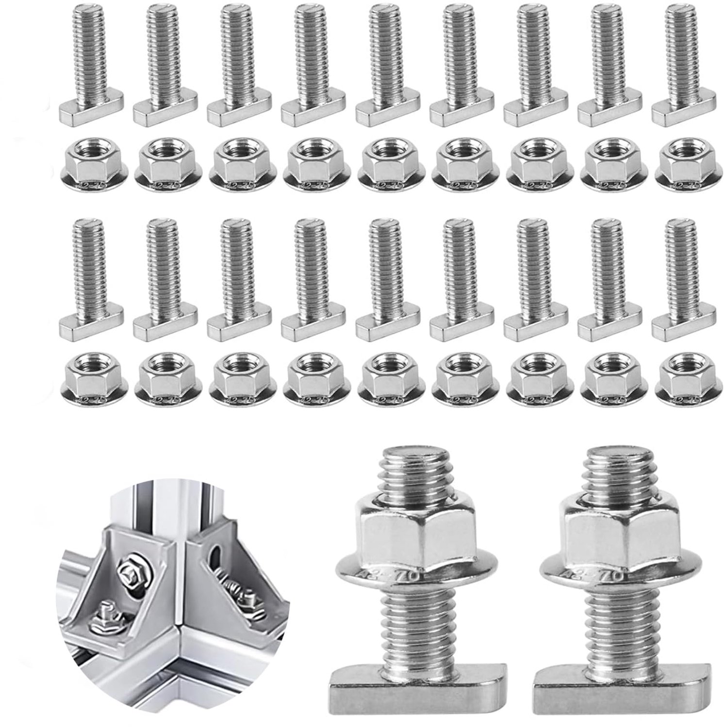 20pcs M8 x 30mm Hammer Head Schroeven - Roestvrij staal