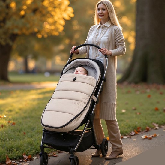 Universele voetenzak voor kinderwagens – Zachte, wind- en regenbestendige slaapzak – Warme hoes voor baby's voor de herfst/winter – Winddichte slaapzak voor pasgeborenen – Universele beschermhoes voor kinderwagens bij koud weer – grijs — afbeelding 2