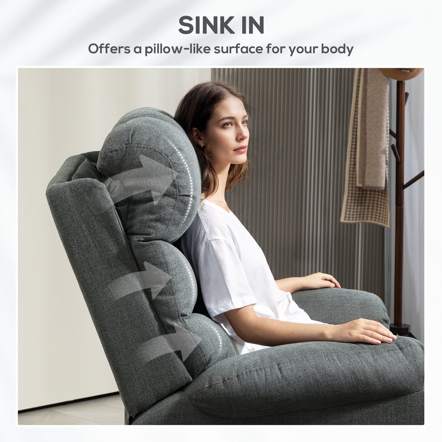 HOMCOM Sta-op Fauteuil Elektrisch - Relaxfauteuil met Massage - Opsta Stoel - Donkergrijs – foto 2
