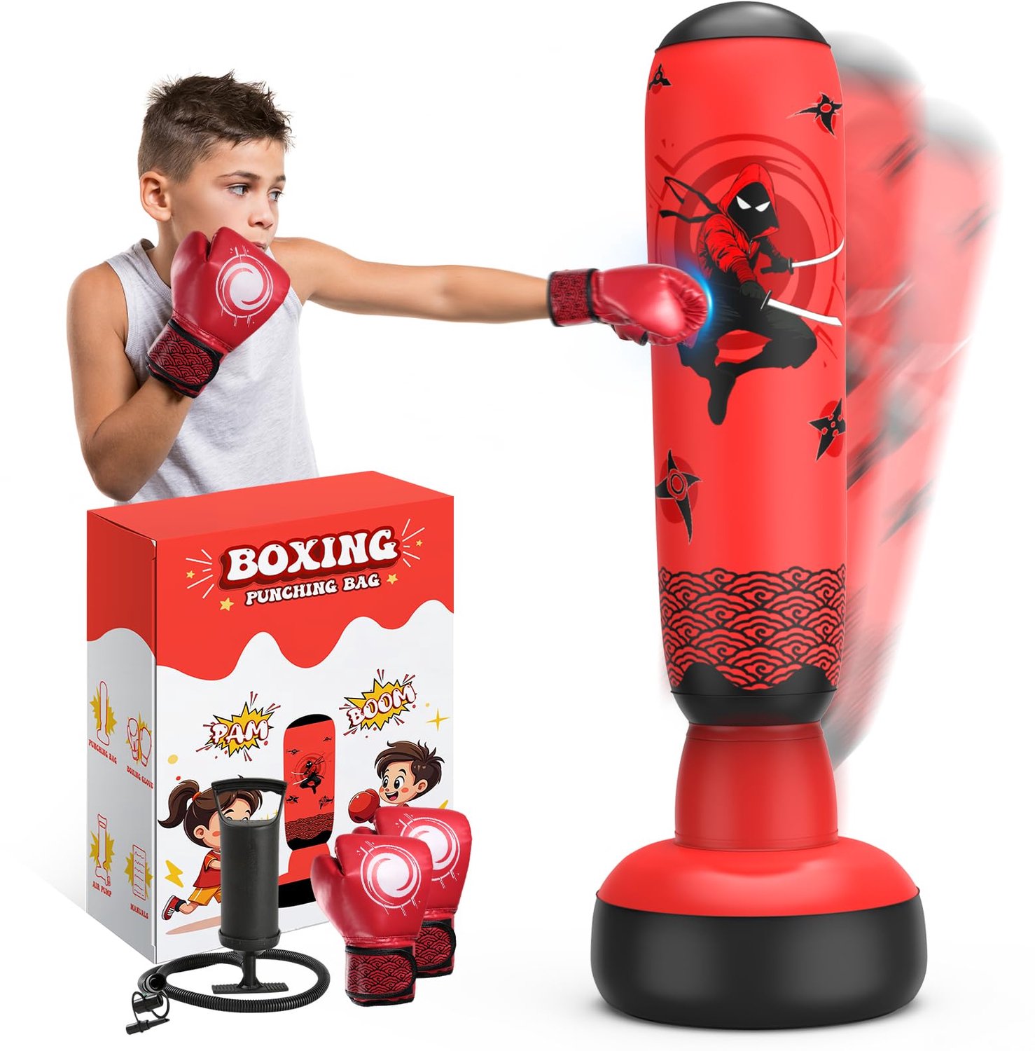Kinder Bokszakset met Handschoenen en Pomp