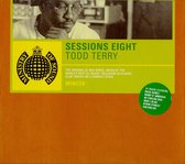 Ministry of Sound Sessions Eight cd-hoes met portret van Todd Terry op een groen en oranje achtergrond.