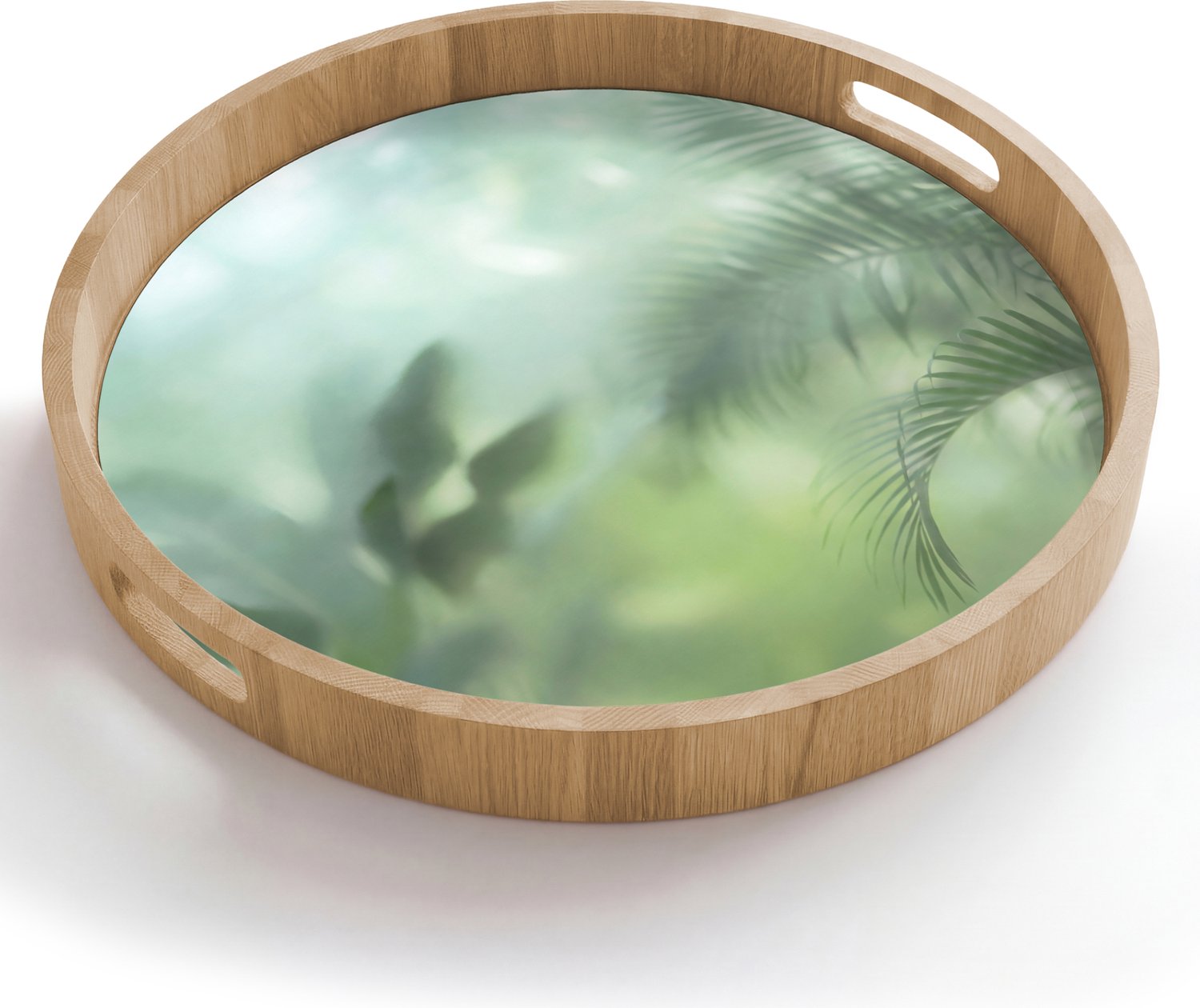 Dienblad rond 50x50 cm - Schootdienblad hout - Natuur - Vervaagd - Groen - Abstract - Modern - Borrelplank rechthoek - Plateau houten dienbladen