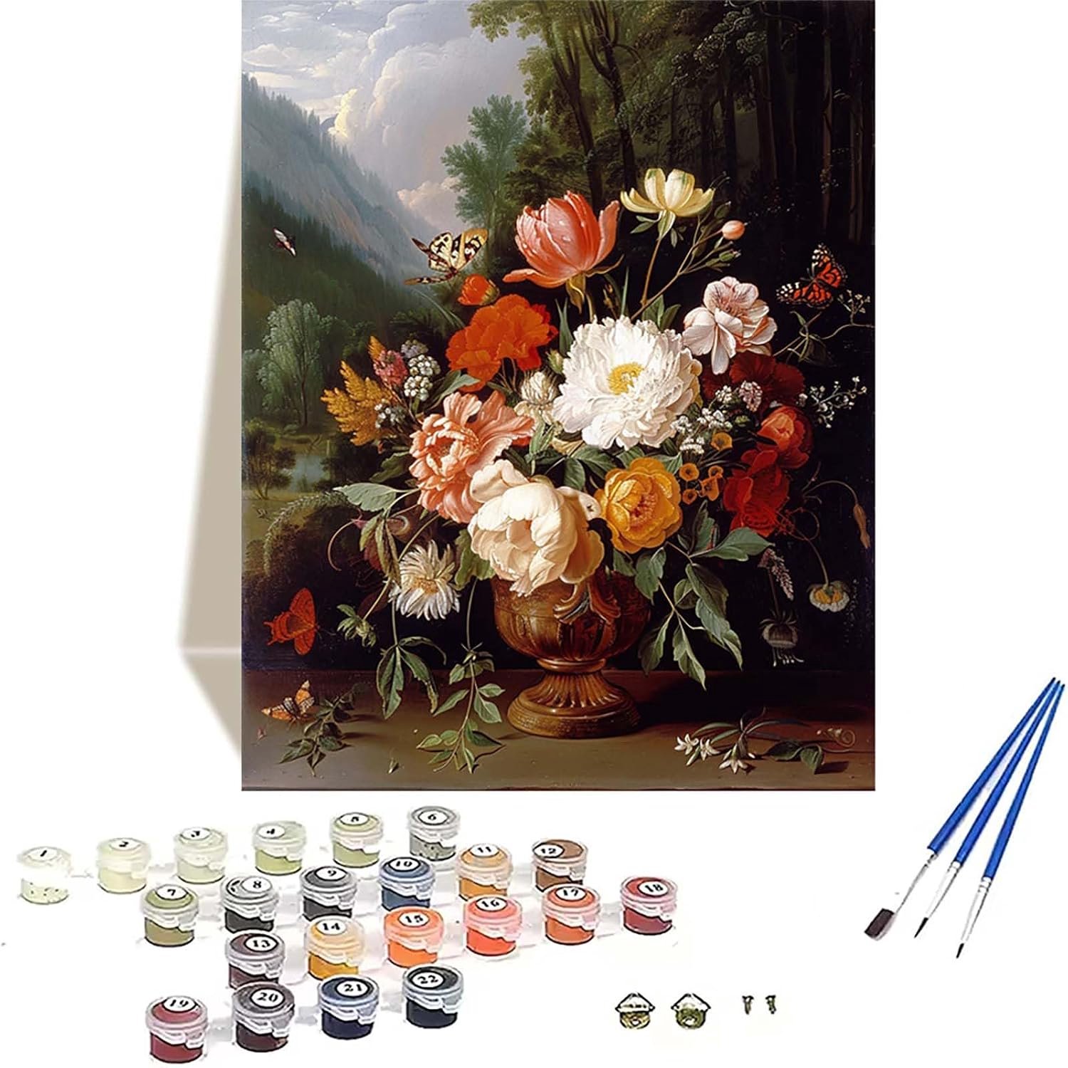 Verf op nummer voor volwassenen - bloemen ontwerp - zonder lijst - ideaal voor beginners - m-winkel