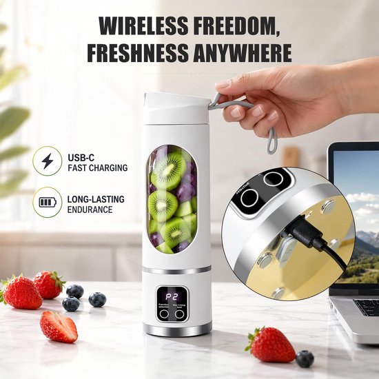 Draagbare Blender met Oplaadbare Batterij en LED-Display — afbeelding 4