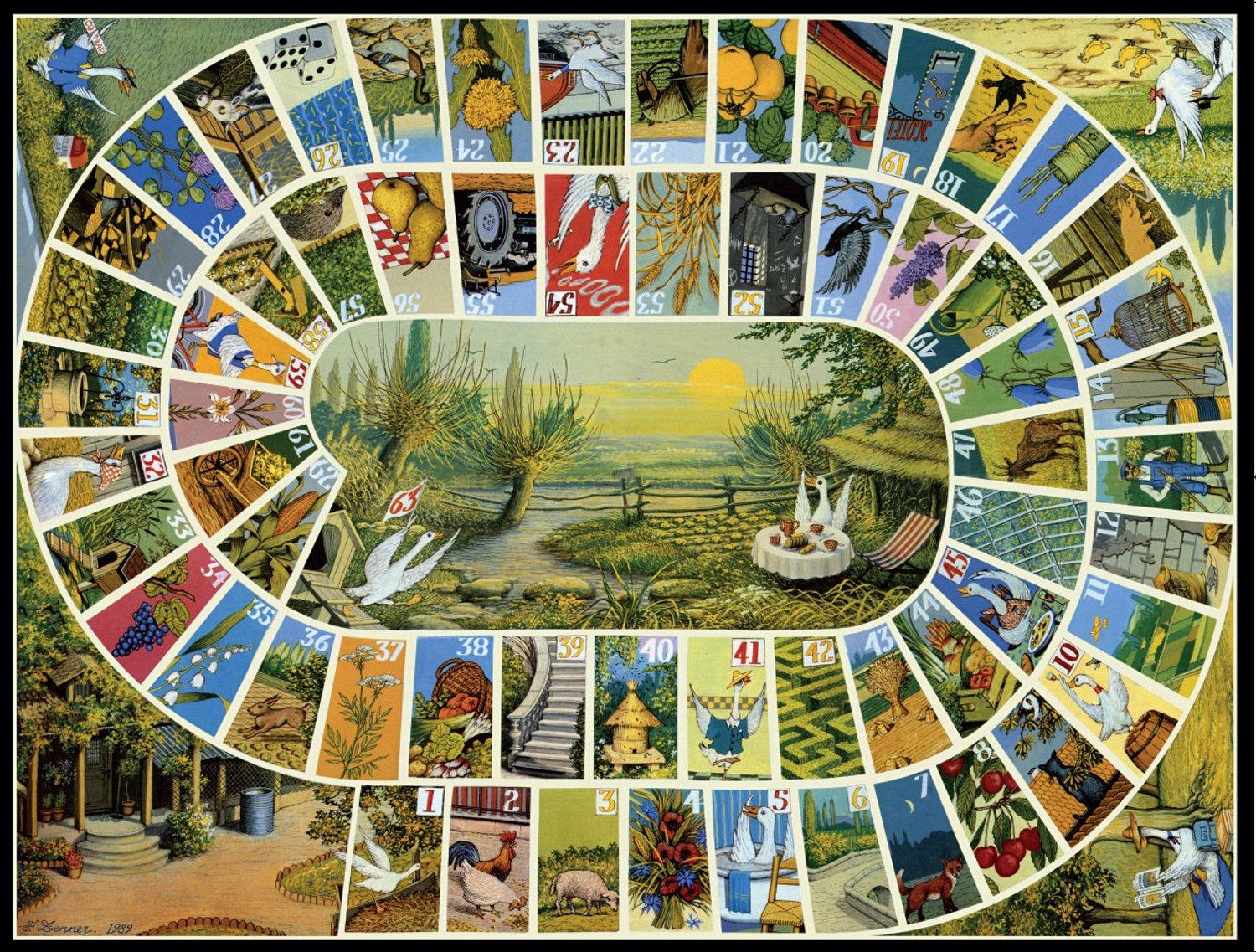 Tactic Selecta Reuze Ganzenbord - Bordspel - 52x68 cm - 6 grote houten ganzen - 2 dobbelstenen - Klassiek familiespel - 2-6 spelers - Vanaf 5 jaar — afbeelding 2