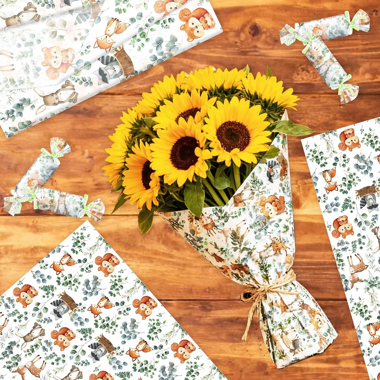 cadeaupapier 50 x 35 cm - zijdevloeipapier - jungle dierenmotieven - perfect voor feestdecoratie - ServiceTopper