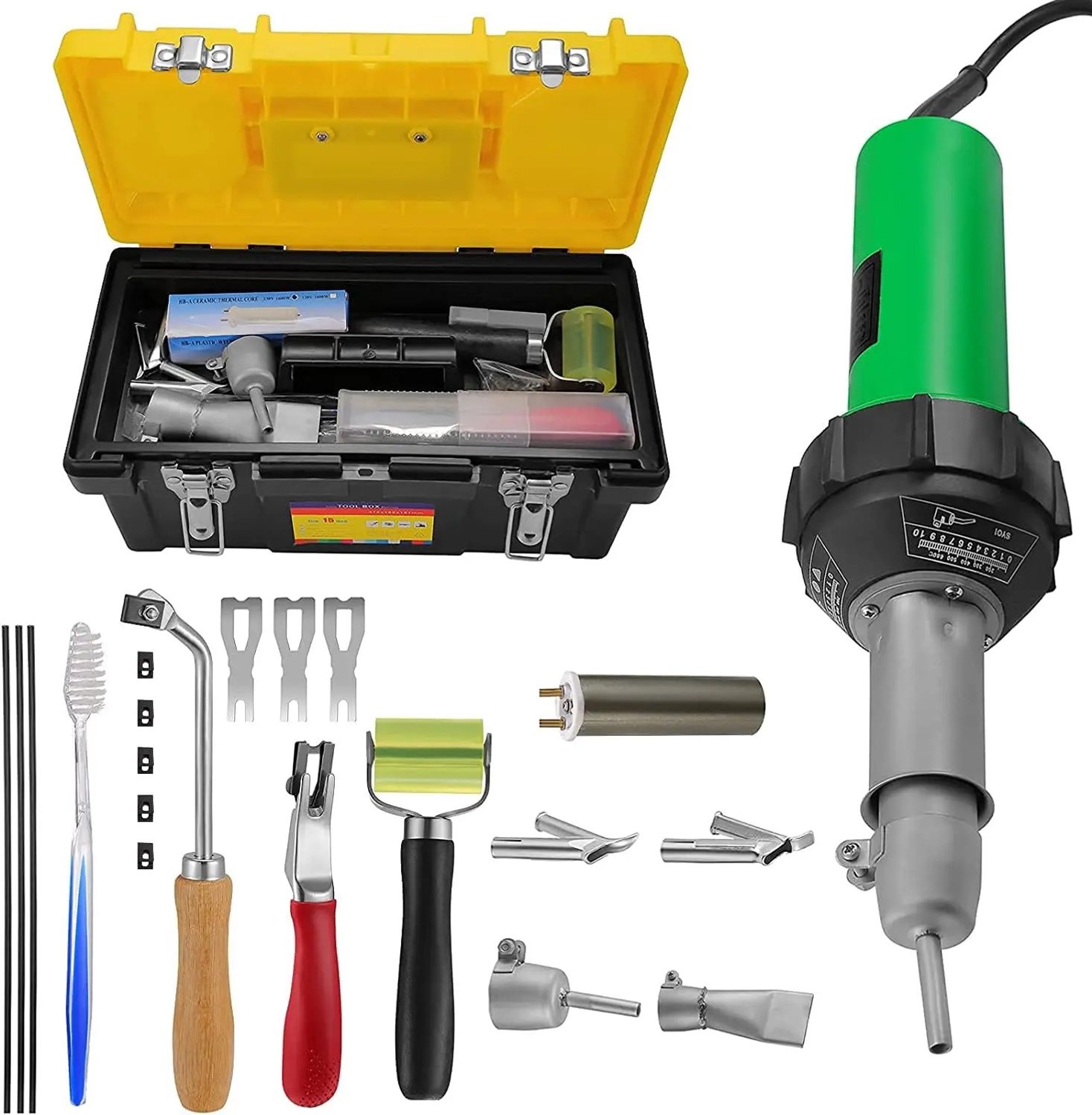 Nyoz kunststof lasmachine - Lasapparaat - Soldeerpistool - 1600W - 20-600°C - 4 mondstukken - Inclusief accessoires en koffer