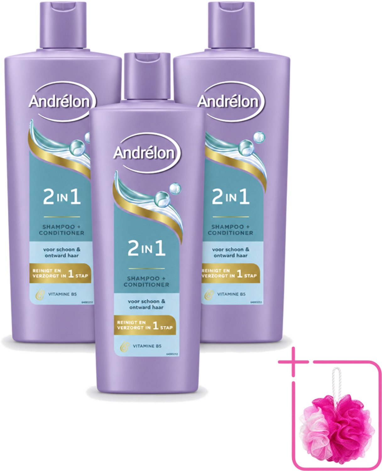 3 x Andrélon – Shampoo 2-in-1 – Iedere Dag – 400 ml - Bulkverpakking - Haar verzorgen - Douchemop - Haar reinigen
