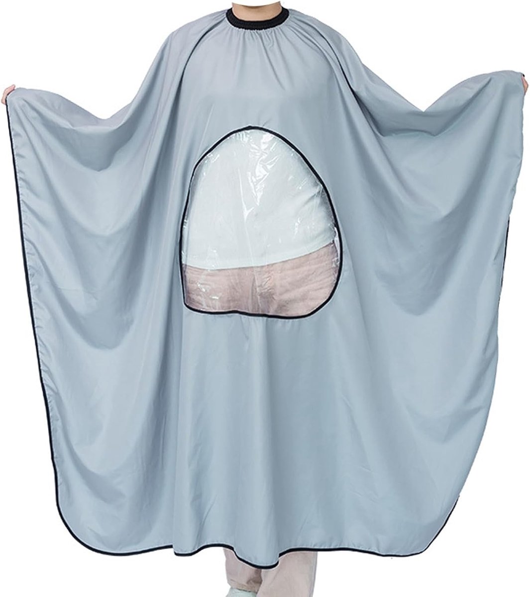 Unisex Kapperscape met Transparant Venster voor Haarstyling, Knippen en Kleuren - Grijs, One Size, Professionele Kapperscape