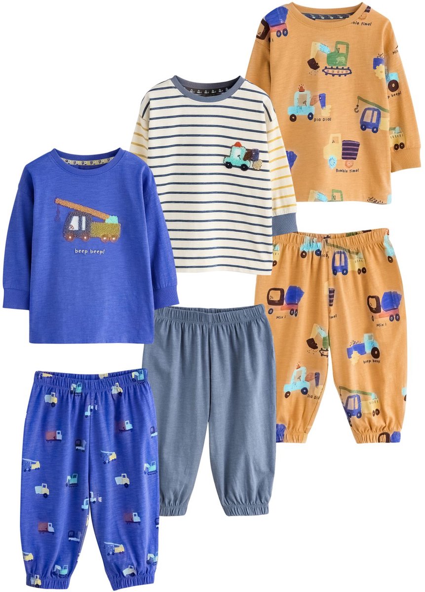 Next - Jongens - Set van 3 extra grote pyjama's - Geel
