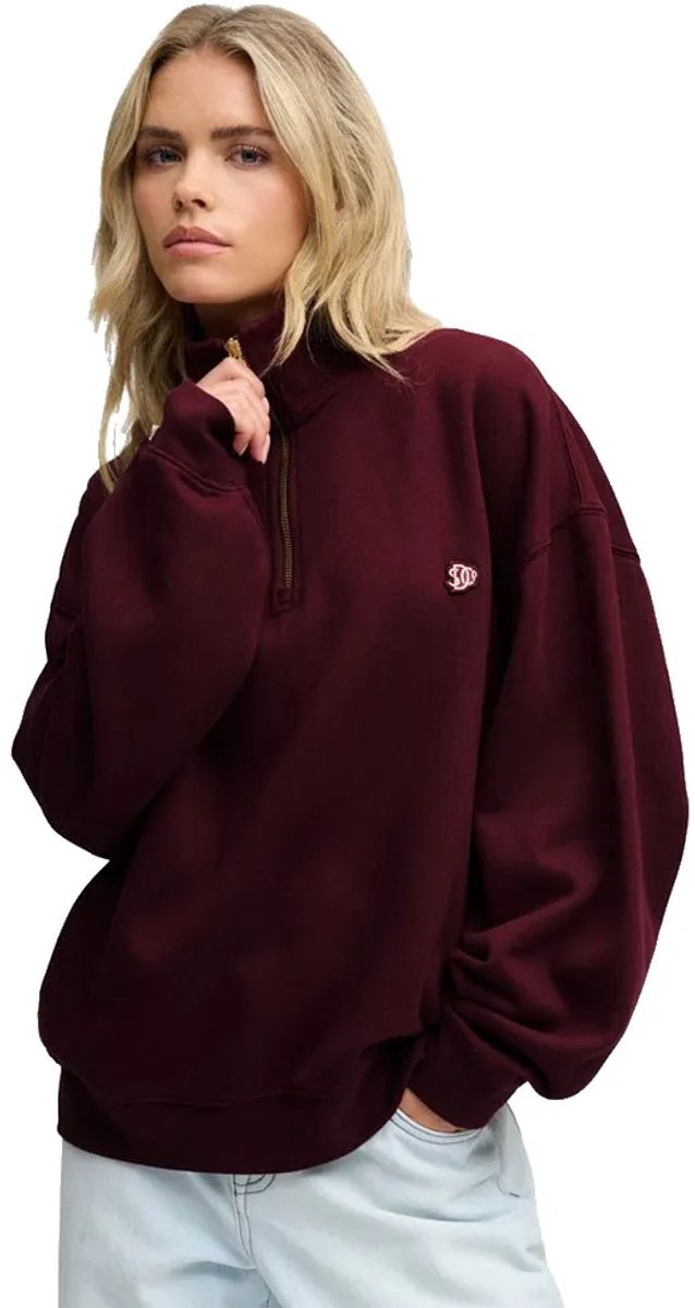 Superdry Monogram Sweatshirt Met Halve Rits S Vrouw Rood