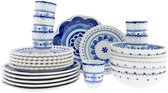 Heinen Delfts Blauw - Serviesset Majolica Noppen - 6 persoons - Porselein - 24-delig