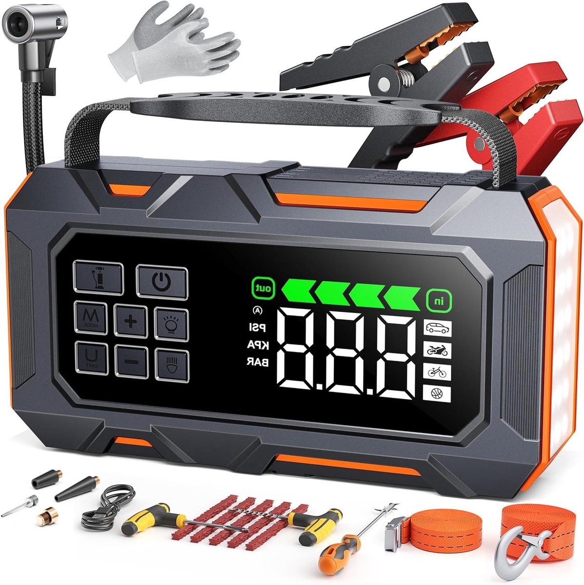 Jump Starter Power Bank - Auto Startkabel - Auto Starten - 7000 Ampere - 22.1 x 14.2 cm - Black